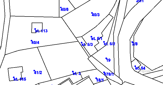 Parcela st. 5/3 v KÚ Pyšná, Katastrální mapa