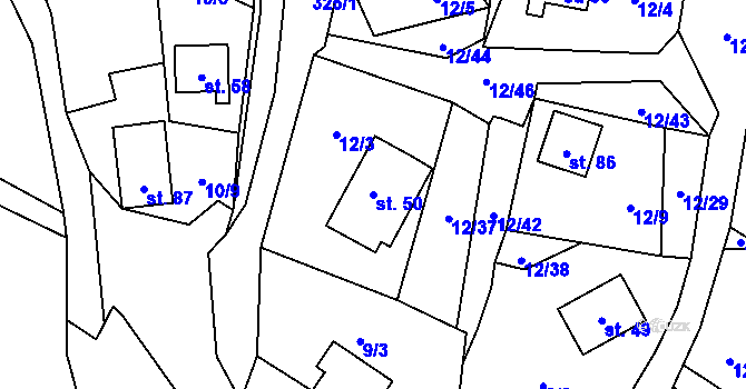 Parcela st. 50 v KÚ Svahová, Katastrální mapa