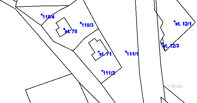 Parcela st. 71 v KÚ Svahová, Katastrální mapa
