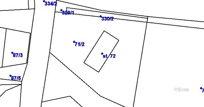 Parcela st. 72 v KÚ Svahová, Katastrální mapa