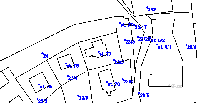 Parcela st. 77 v KÚ Svahová, Katastrální mapa