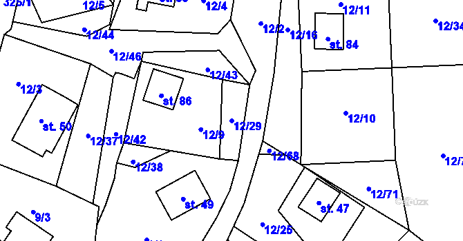 Parcela st. 12/29 v KÚ Svahová, Katastrální mapa
