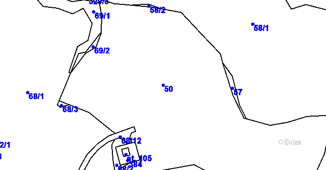 Parcela st. 50 v KÚ Svahová, Katastrální mapa