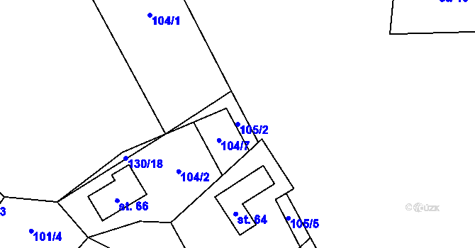 Parcela st. 105/2 v KÚ Svahová, Katastrální mapa