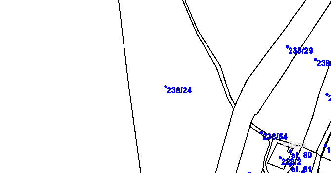 Parcela st. 238/24 v KÚ Svahová, Katastrální mapa