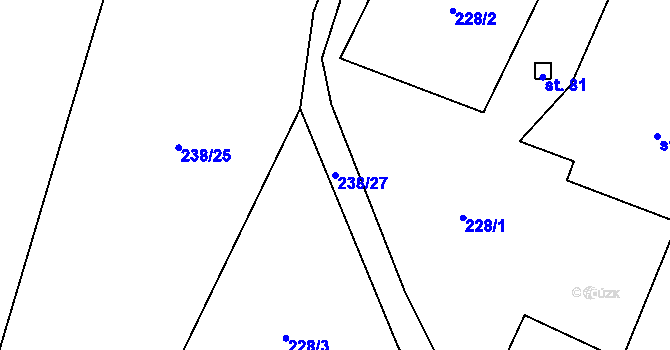 Parcela st. 238/27 v KÚ Svahová, Katastrální mapa