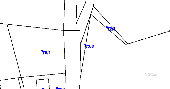 Parcela st. 72/2 v KÚ Svahová, Katastrální mapa