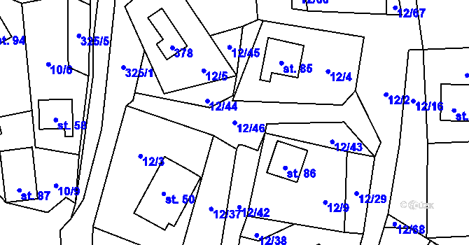 Parcela st. 12/46 v KÚ Svahová, Katastrální mapa