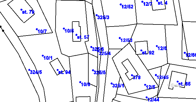 Parcela st. 325/4 v KÚ Svahová, Katastrální mapa