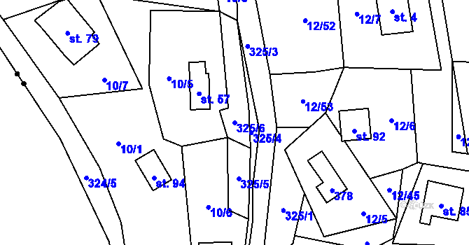 Parcela st. 325/6 v KÚ Svahová, Katastrální mapa