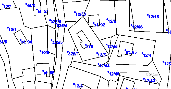 Parcela st. 378 v KÚ Svahová, Katastrální mapa