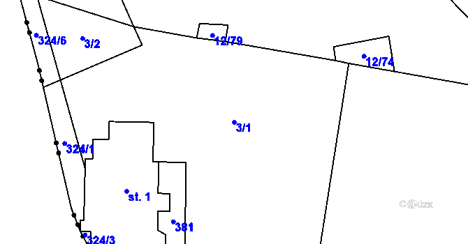 Parcela st. 3/1 v KÚ Svahová, Katastrální mapa