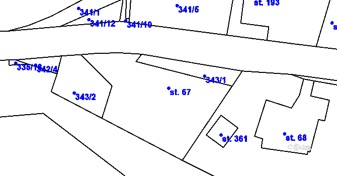 Parcela st. 67 v KÚ Bolehošť, Katastrální mapa