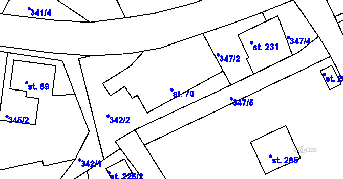 Parcela st. 70 v KÚ Bolehošť, Katastrální mapa