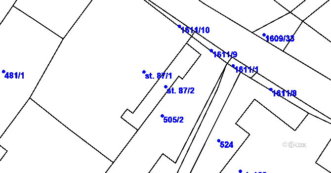 Parcela st. 87/2 v KÚ Bolehošť, Katastrální mapa
