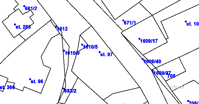 Parcela st. 97 v KÚ Bolehošť, Katastrální mapa