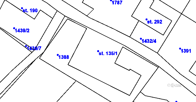 Parcela st. 135/1 v KÚ Bolehošť, Katastrální mapa