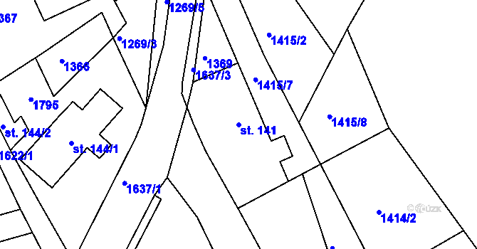 Parcela st. 141 v KÚ Bolehošť, Katastrální mapa