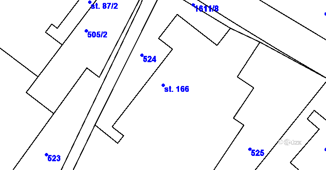 Parcela st. 166 v KÚ Bolehošť, Katastrální mapa