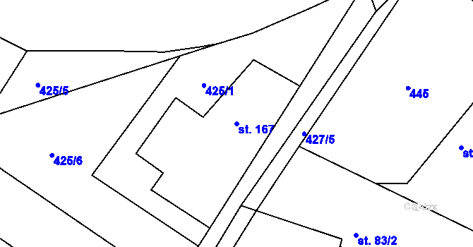 Parcela st. 167 v KÚ Bolehošť, Katastrální mapa