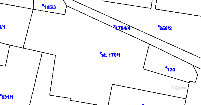 Parcela st. 170/1 v KÚ Bolehošť, Katastrální mapa