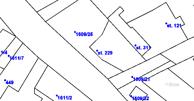 Parcela st. 229 v KÚ Bolehošť, Katastrální mapa