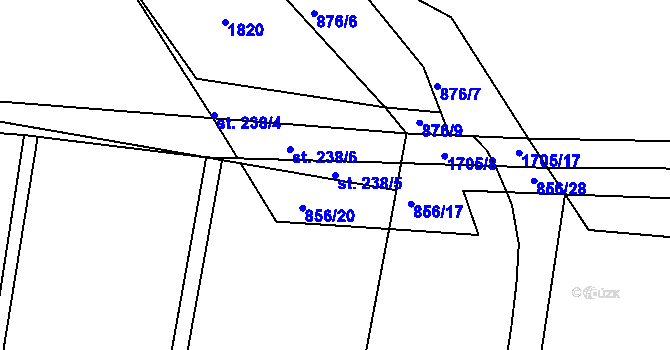 Parcela st. 238/5 v KÚ Bolehošť, Katastrální mapa