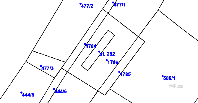 Parcela st. 252 v KÚ Bolehošť, Katastrální mapa