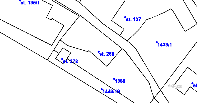 Parcela st. 266 v KÚ Bolehošť, Katastrální mapa