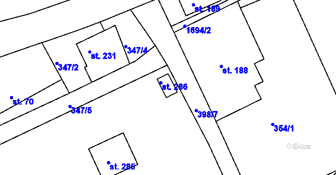 Parcela st. 286 v KÚ Bolehošť, Katastrální mapa