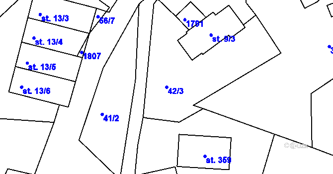 Parcela st. 42/3 v KÚ Bolehošť, Katastrální mapa