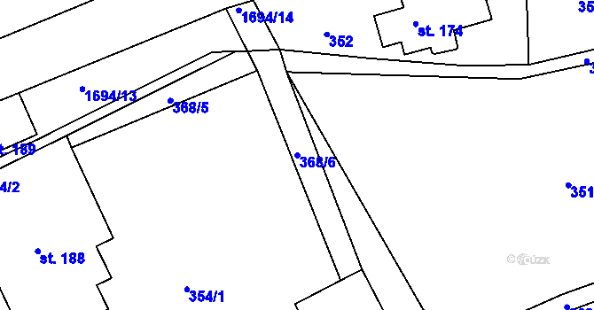 Parcela st. 368/6 v KÚ Bolehošť, Katastrální mapa