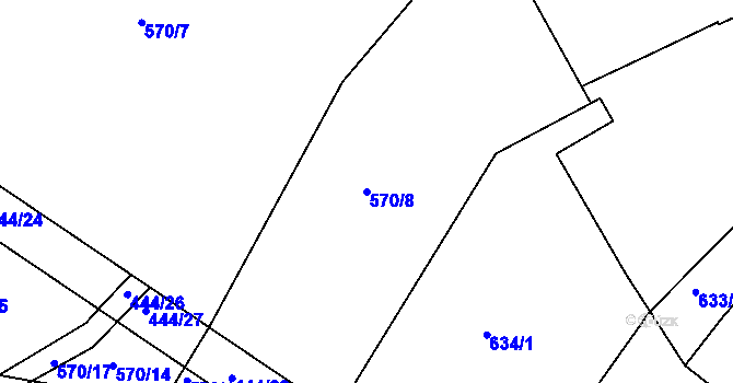 Parcela st. 570/8 v KÚ Bolehošť, Katastrální mapa