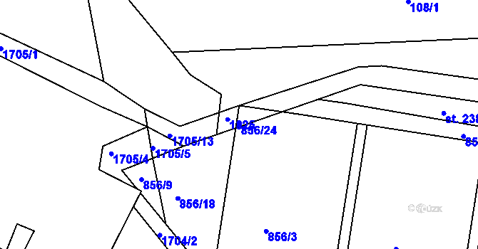 Parcela st. 856/24 v KÚ Bolehošť, Katastrální mapa