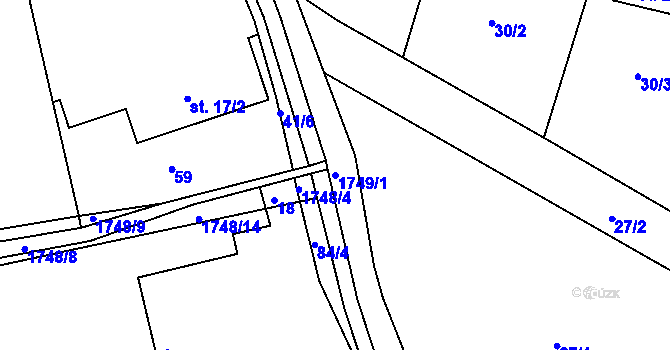 Parcela st. 1749/1 v KÚ Bolehošť, Katastrální mapa