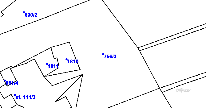Parcela st. 756/3 v KÚ Bolehošť, Katastrální mapa