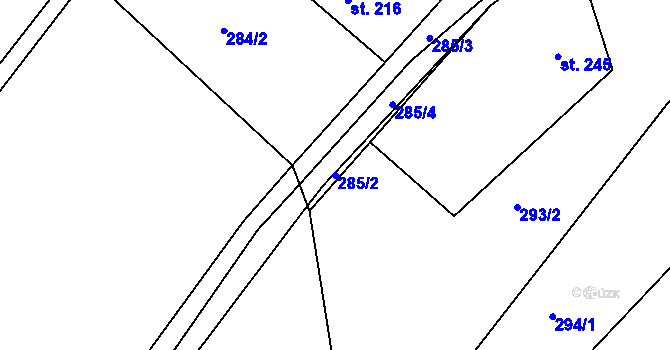 Parcela st. 285/2 v KÚ Bolehošť, Katastrální mapa