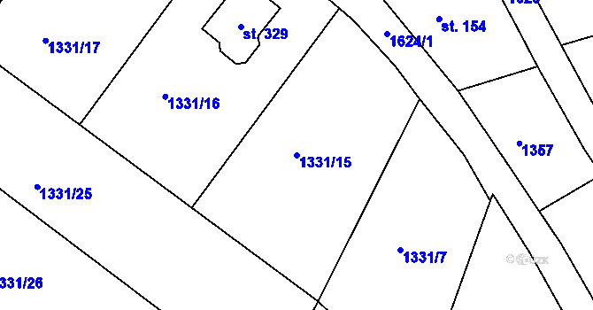 Parcela st. 1331/15 v KÚ Bolehošť, Katastrální mapa