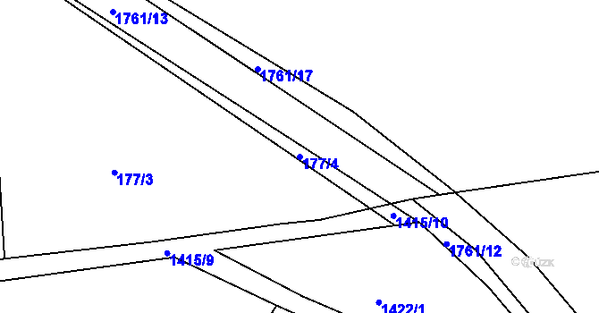 Parcela st. 177/4 v KÚ Bolehošť, Katastrální mapa
