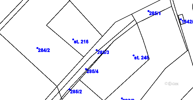 Parcela st. 285/3 v KÚ Bolehošť, Katastrální mapa