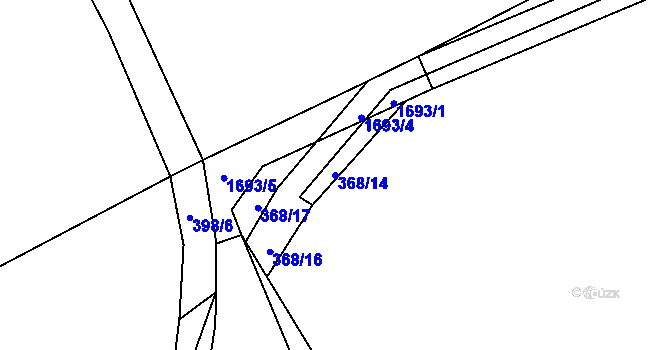 Parcela st. 368/14 v KÚ Bolehošť, Katastrální mapa