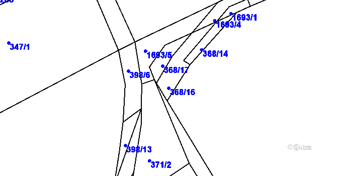 Parcela st. 368/16 v KÚ Bolehošť, Katastrální mapa
