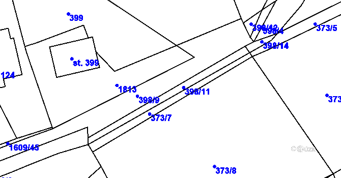 Parcela st. 398/8 v KÚ Bolehošť, Katastrální mapa