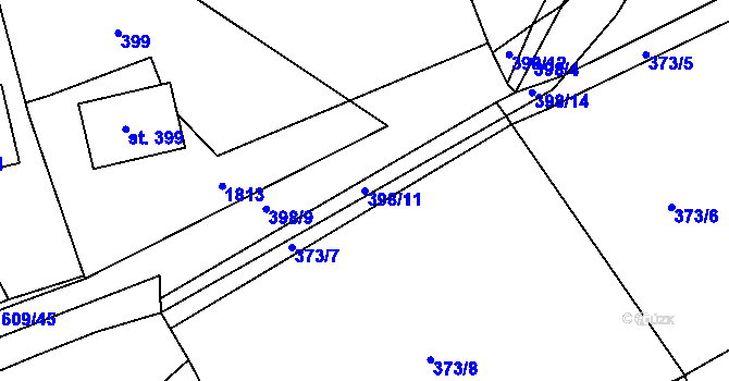 Parcela st. 398/11 v KÚ Bolehošť, Katastrální mapa