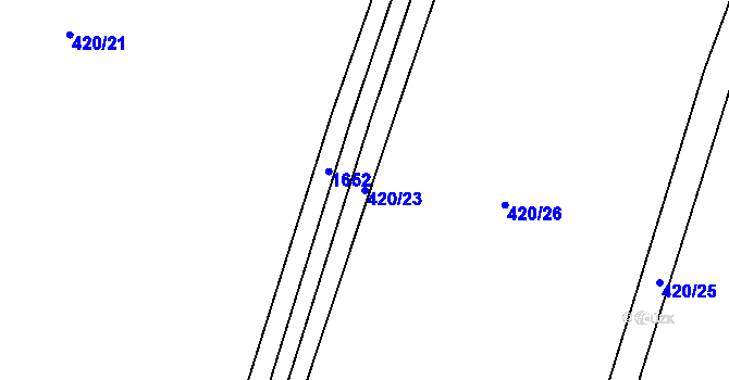 Parcela st. 420/23 v KÚ Bolehošť, Katastrální mapa