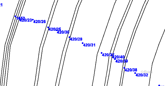 Parcela st. 420/31 v KÚ Bolehošť, Katastrální mapa