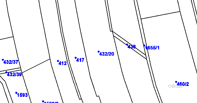 Parcela st. 432/20 v KÚ Bolehošť, Katastrální mapa