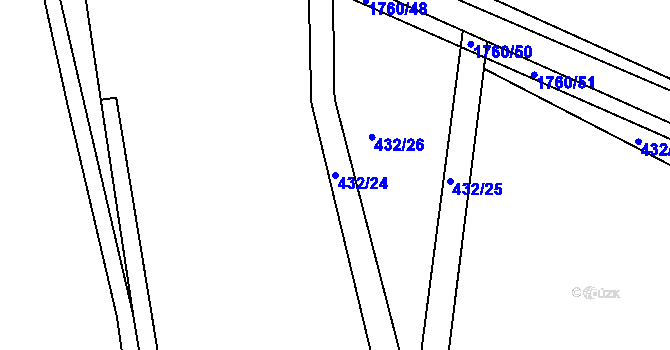 Parcela st. 432/24 v KÚ Bolehošť, Katastrální mapa