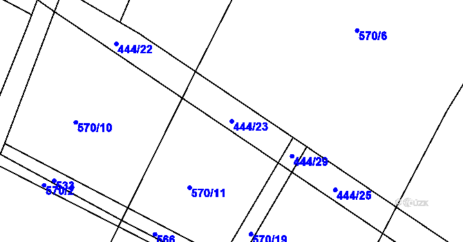 Parcela st. 444/23 v KÚ Bolehošť, Katastrální mapa