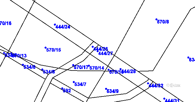 Parcela st. 444/27 v KÚ Bolehošť, Katastrální mapa